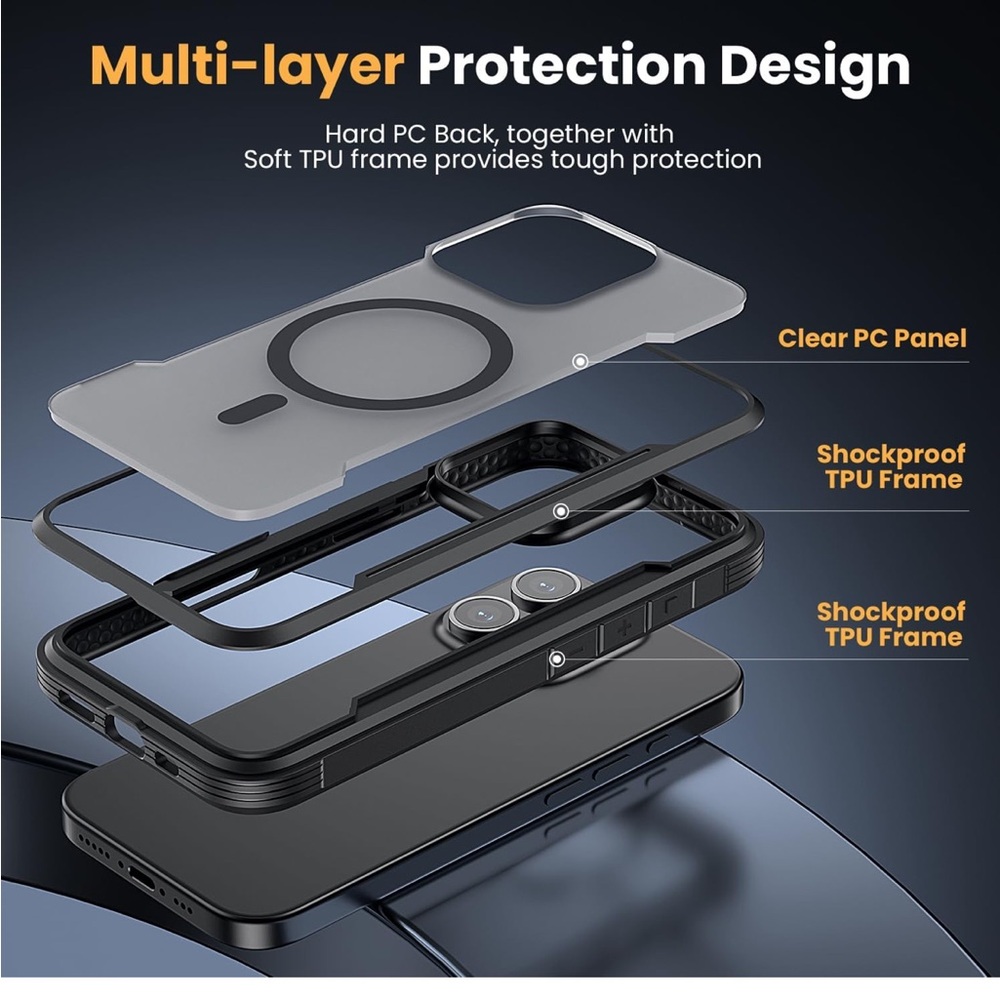 iPhone 16 Pro Max Case with MagSafe, Heavy Duty Dual-Layer Rugged Protection - Picture 2 of 10